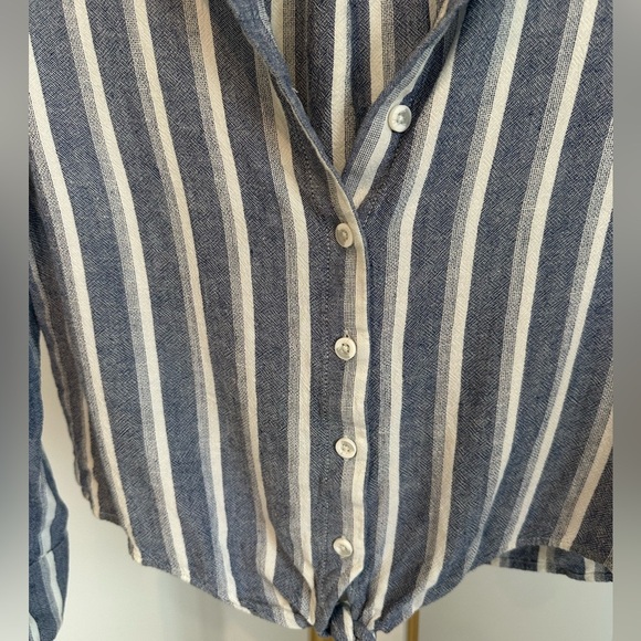 Anthropology Cloth & Stone Navy and White Striped Button Down Shirt  XS - Picture 4 of 10